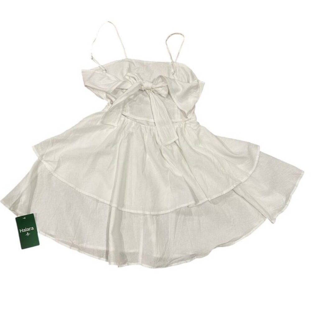 Halara Backless Adjustable Strap Tie Back Tiered Ruffle Flowy Slip Mini  Dress - Picture 10 of 12